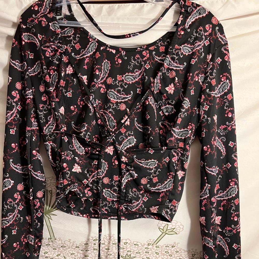 Faded Rose Long sleeve Crop Top